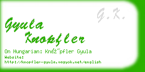 gyula knopfler business card